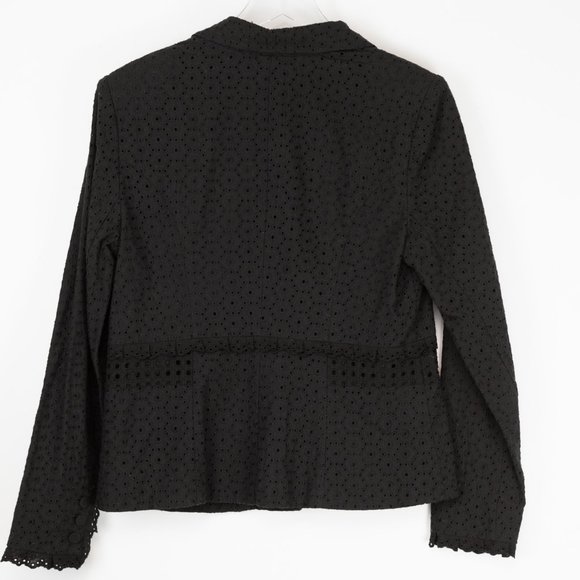 Cabi Flamenco Eyelet Jacket #5293 Blazer 100% Cotton Scallop Trim Black Size 6 - Picture 3 of 7